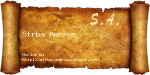 Strba Ambrus névjegykártya